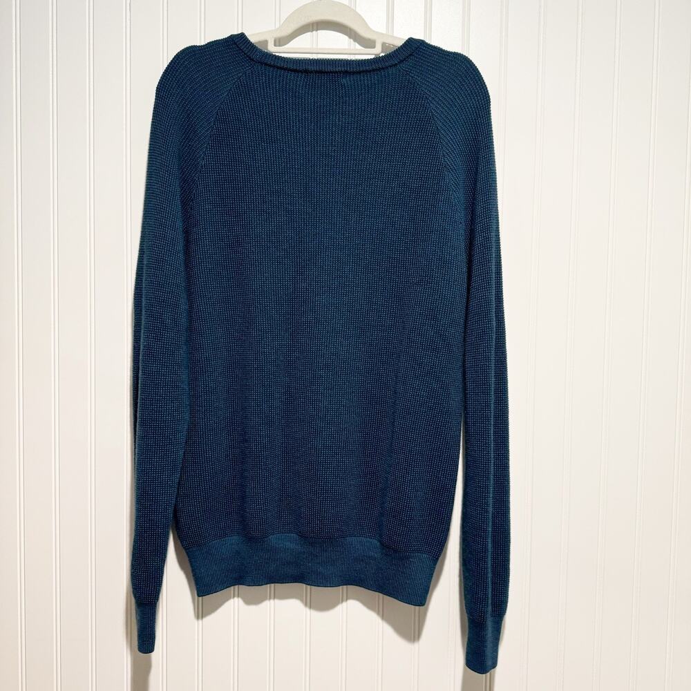 Turtleson Teal Blue Stretch Knit Sweater Extra Fine Merino Wool Mens Medium - Picture 5 of 5